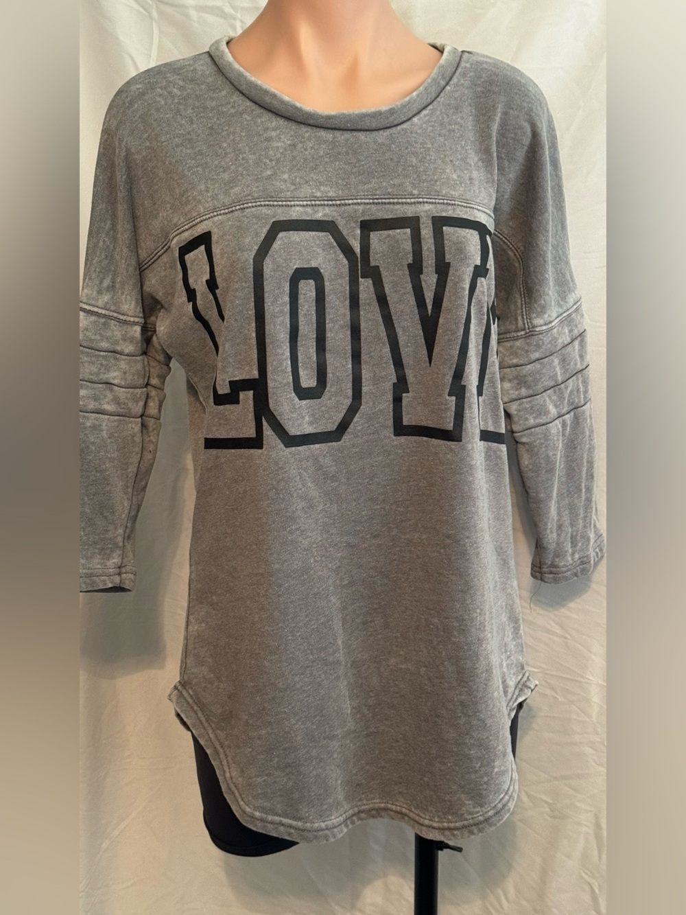 Soft Grey 'LOVE' Graphic Pullover Sweatshirt
